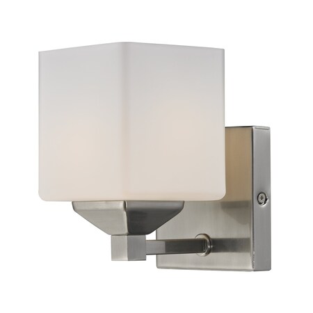 Z-Lite Quube 1 Light Vanity, Brushed Nickel & Matte Opal 2104-1V